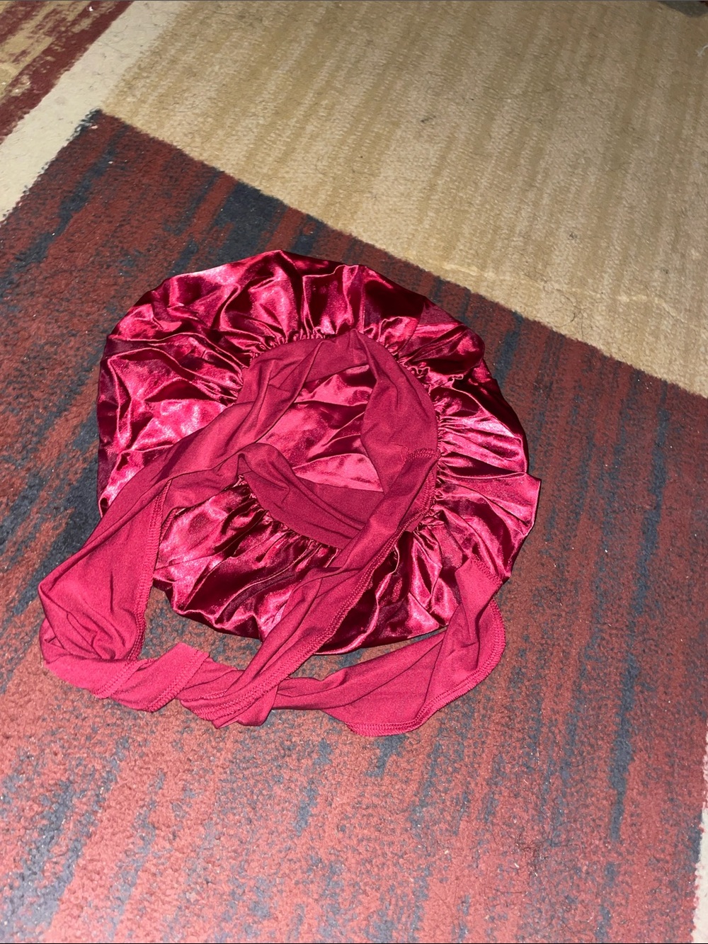 Satin Burgundy Hair Bonnet
